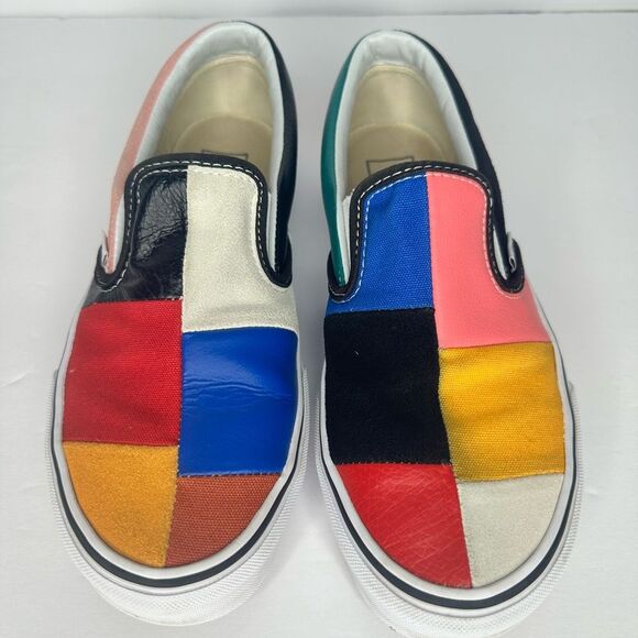 VANS Classic Patchwork Leather & Canvas Slip-On Textile Sneakers | Size 8 - Picture 2 of 10
